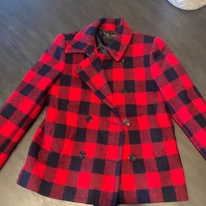 J Crew Buffalo Plaid Pea Coat